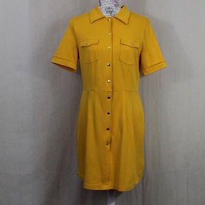 New York & Company Yellow Gold Snap Dress